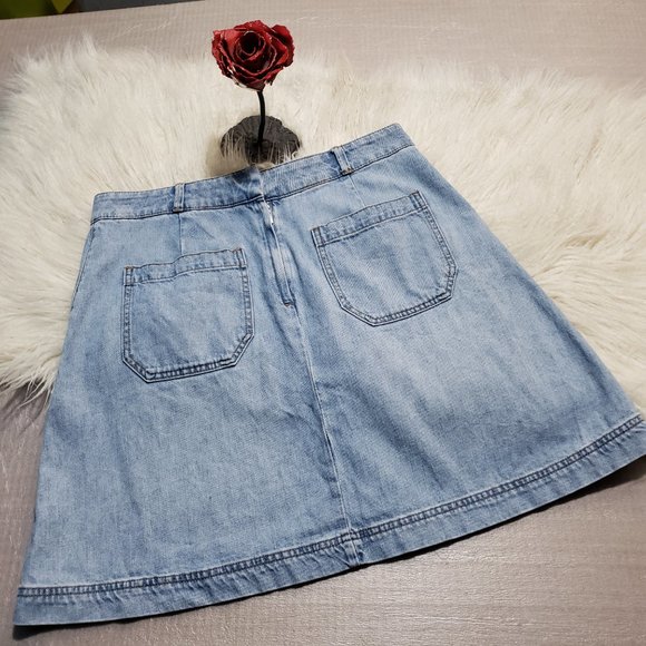 GAP light wash denim skirt A-line 4 pockets jeans - Picture 4 of 8